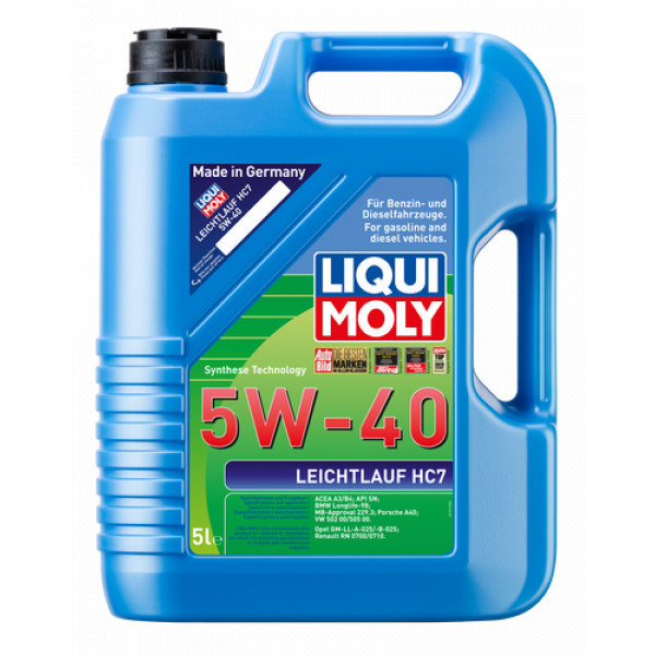 Ulei Liqui Moly Leichtlauf HC7 5W40 5L pentru motor BMW, Renault, Opel, MB...