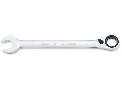 Cheie TOPTUL ABAF1515 combinata cu clichet reversibil, 72 dinti, deschidere cheie 15 mm, lungime 199 mm, crom vanadiu