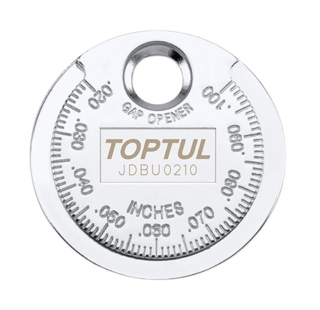 Tester distanta piatra bujie TOPTUL JDBU0210, interval masurare 0.6 - 2.4 mm, scala metrica si imperiala