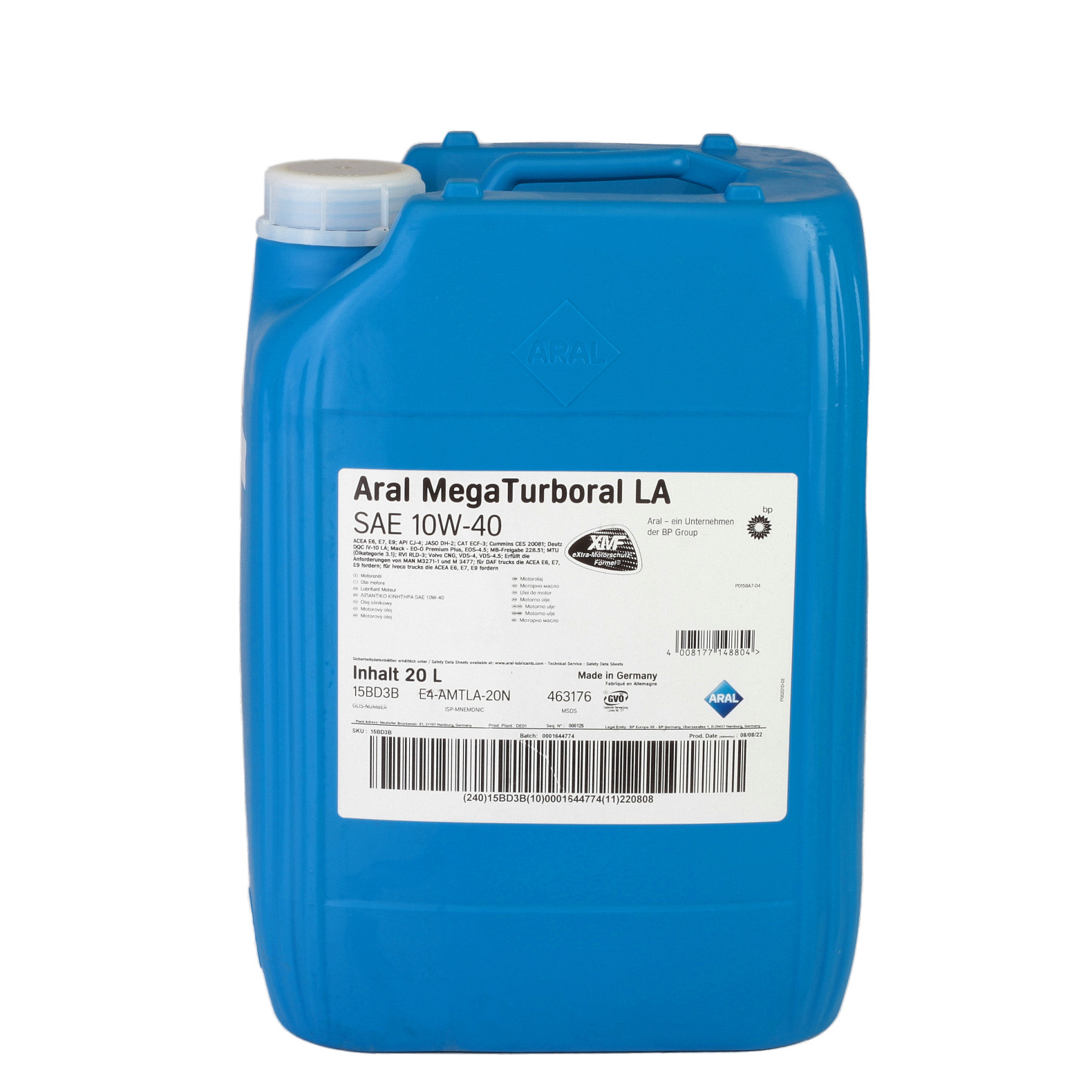 Ulei motor Aral Mega Turboral LA 10W40 20L compatibil cu Renault, MB, MAN, Volvo