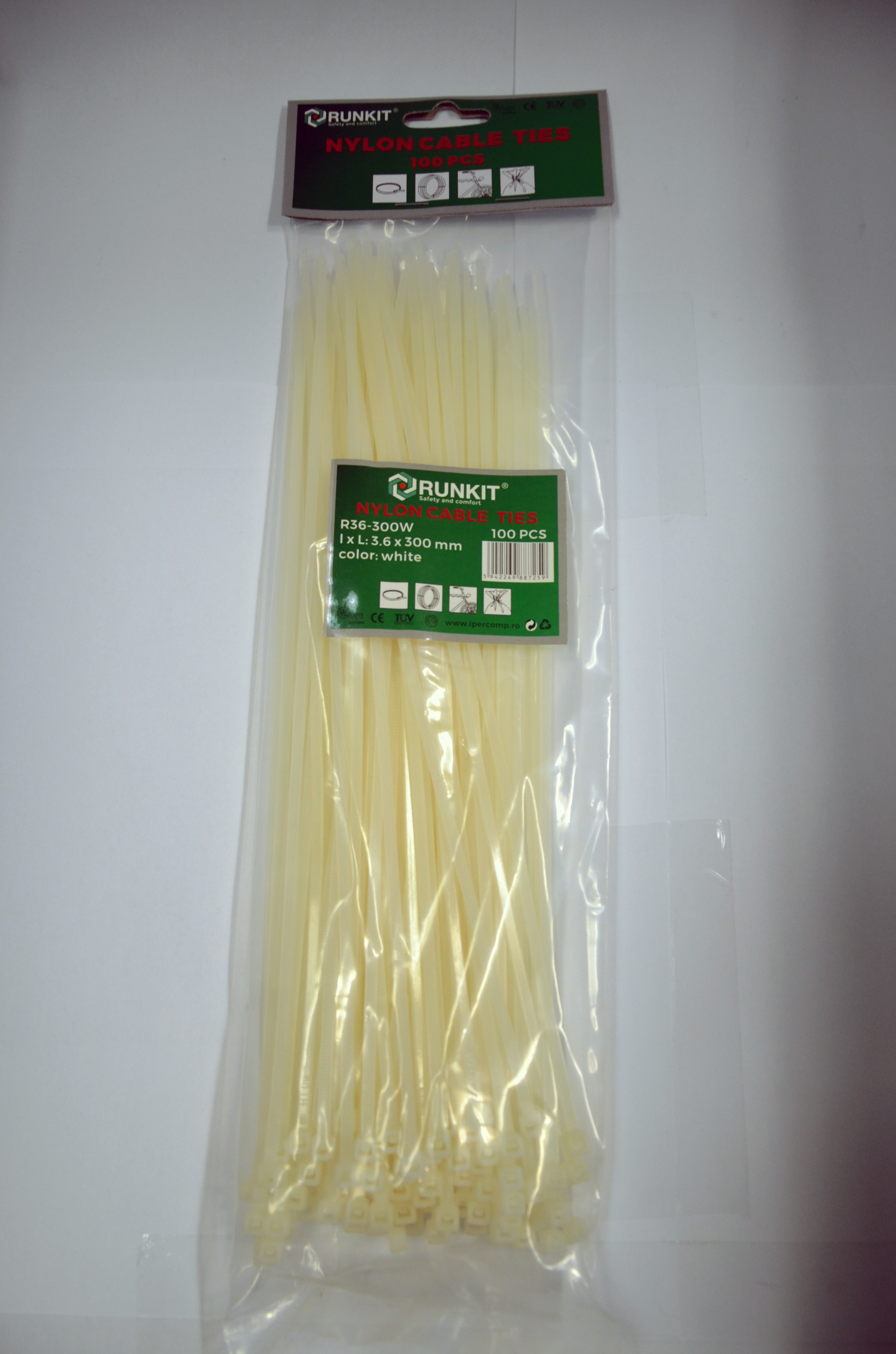 Colier 4.8x350 Alb 100 buc plastic