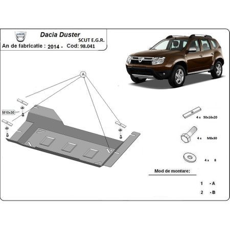 Scut metalic pentru motor Dacia Duster 2014-
