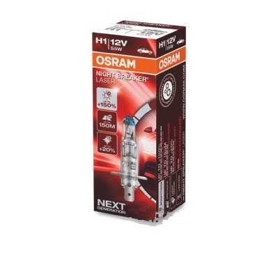 Bec OSRAM far faza lunga 12 V, H1 55 W Night Breaker Laser Nextgen +150, 64150NL