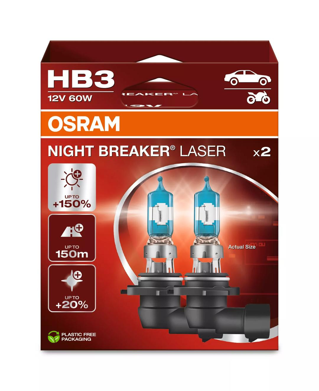 Bec Osram Night Breaker Laser Next Generation HB3 12V 60W P20d Set două bucăți