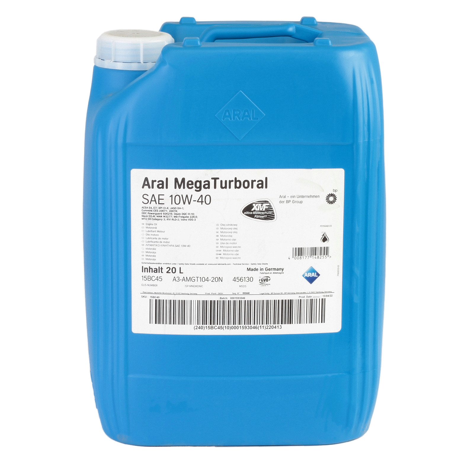 Ulei Aral Mega Turboral 10W40 20L pentru motor Renault, MB, MAN, Volvo