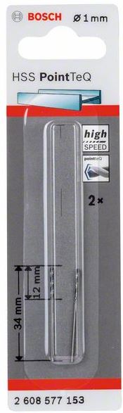 Burghiu HSS spiral PointTeQ de 1,0 mm