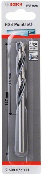 Burghiu PointTeQ spiral HSS de 8,0 mm