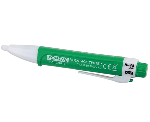 Creion TOPTUL FAJC0816, testare tensiune fără contact, clasa protecție CAT III 1000V, indicator LED, alimentare baterii 2 x AAA, neincluse