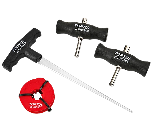 Kit demontare parbriz 4 piese TOPTUL JGAR0403, cablu triunghiular 2.2 metri, 2 x manere cablu taiere, 1 x tepusa pentru cablu