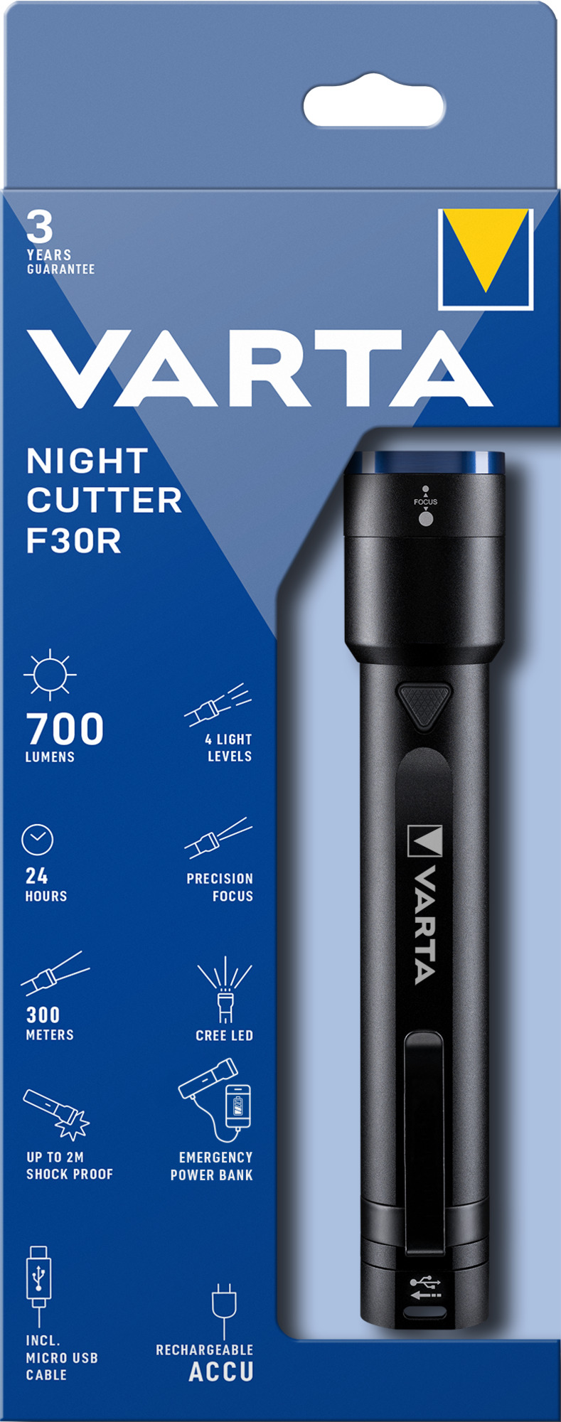 Lanterna Varta Night F30R & Cable Varta 18901 [10W]