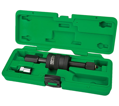 Trusa TOPTUL JGAI0101 pentru extras injectoare, 3 x adaptor M8 x 0.75, M12 x 1.5 / M14 x 1.5, M17 x 0.75, ciocan culisabil, cutie depozitare pentru Opel