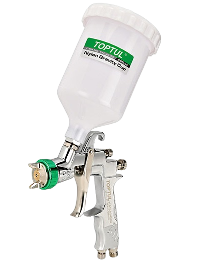 Pistol TOPTUL HVLP KANA14N6 de vopsit profesional, cu duză de 1.4 mm, cupă de 600 ml, cheie multifuncțională, kit de curățare