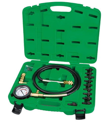 Trusa TOPTUL JGAI1204, testare presiune ulei motor, indicator 0-10 bar, furtun 130 cm, cutie depozitare pentru Fiat, BMW, Jaguar, Citroën, Peugeot...