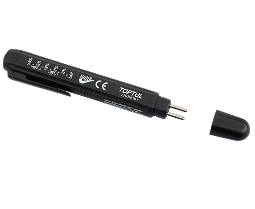 Tester TOPTUL JJDB0101 pentru lichid frână, indicatoare LED, lungime 150 mm, pentru lichide DOT 4