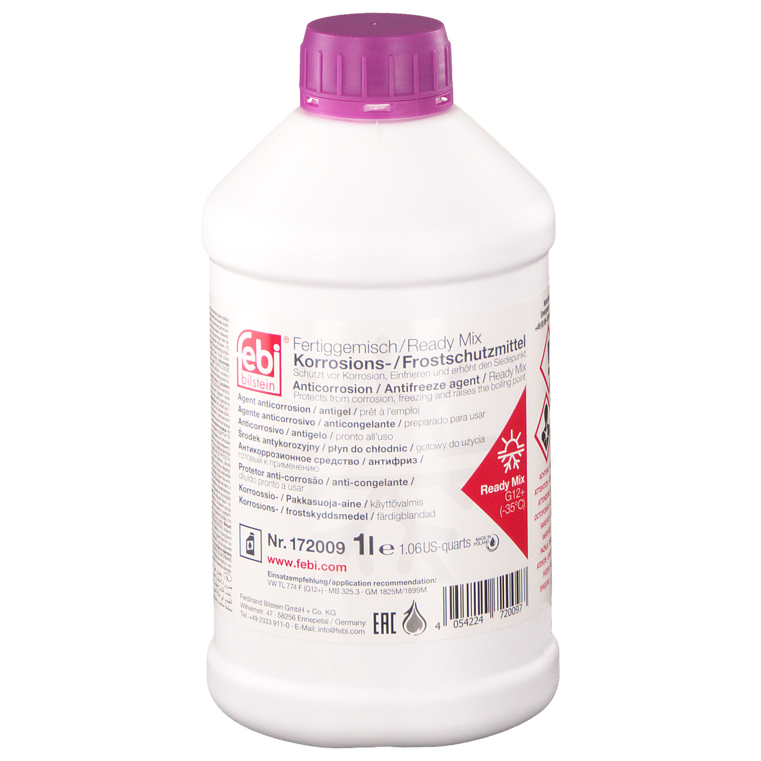 Antigel concentrat G12+ (-35°C) Mov Febi 1L pentru Iveco, Fiat, Opel, Ford, VW...
