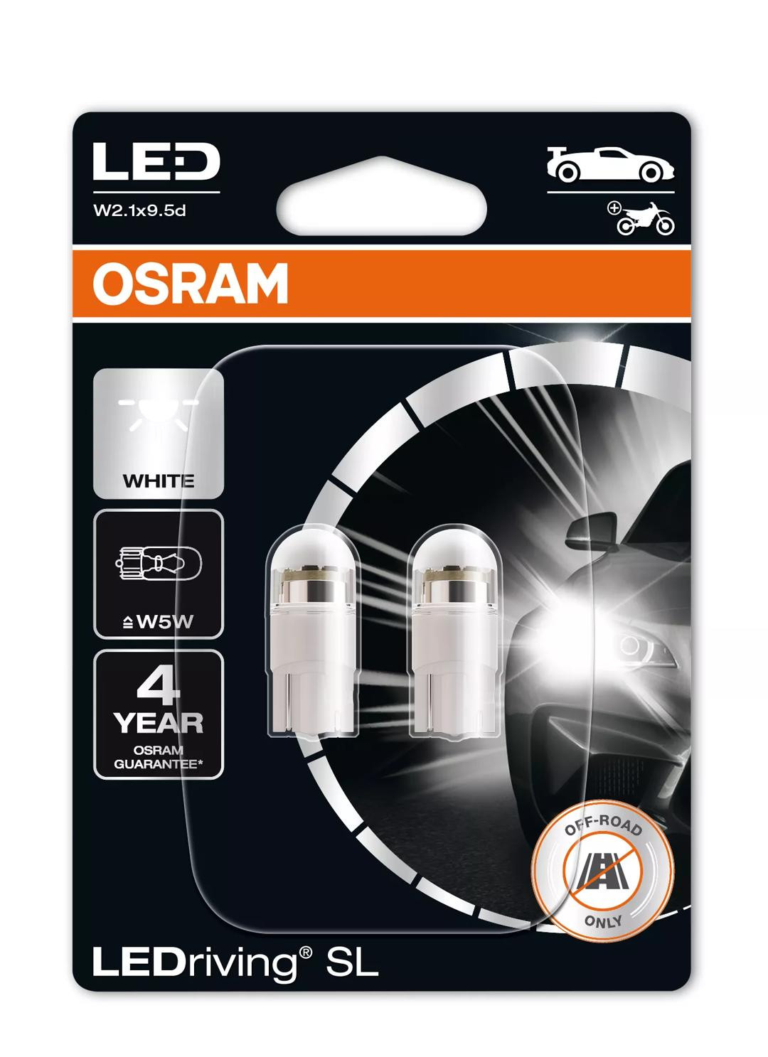 Bec SL Osram W5W LEDriving Alb Off-Road L2.1x9.5d