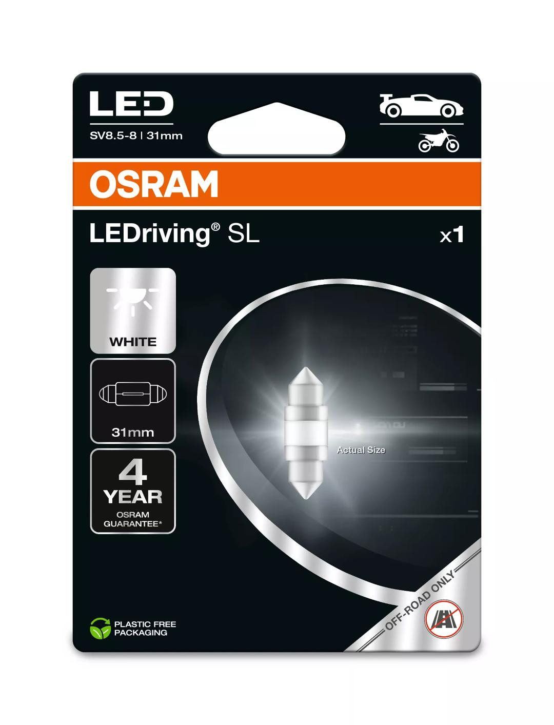Bec Osram C5W SL LEDriving Alb Off-Road 31 mm SV8.5-8