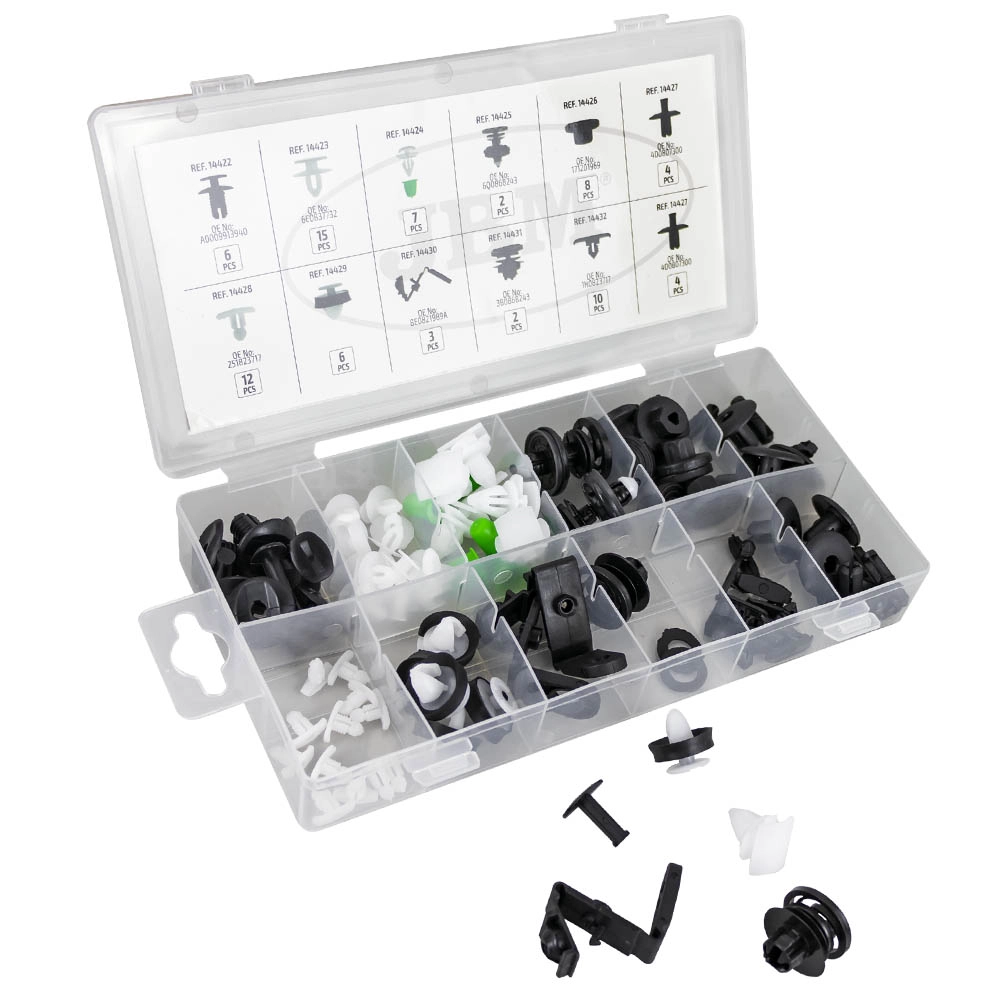 Set clipsuri fixare auto JBM 53716, 79 piese, pentru panouri uși, deflectoare, tapițerii, compatibile cu VAG, Seat, Skoda