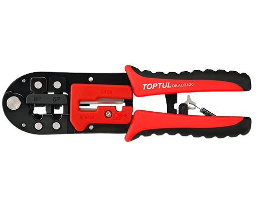 Cleste TOPTUL DKAC2420 pentru sertizare, lungime 203 mm, pentru mufe RJ-11, RJ-12, RJ-45, mânere plastic