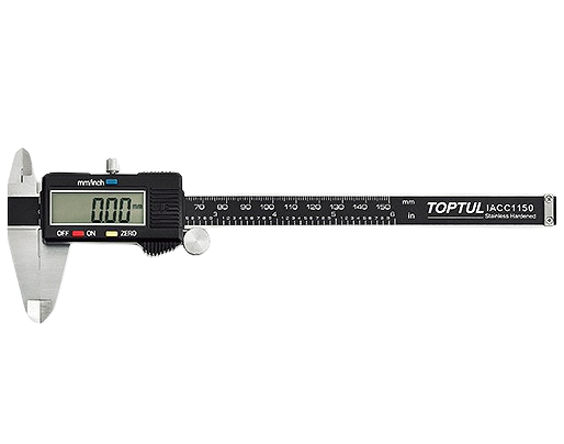 Subler TOPTUL IACC1150 digital, domeniu masurare 0-150 mm, precizie 0.03 mm, din otel inoxidabil, cutie plastic