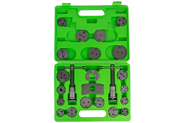 Set 23 piese pentru presa pentru etriere și pistoane de frână JBM 53978, set plastic pentru depozitare și transport pentru Jaguar, BMW, Fiat, Citroën, Seat...