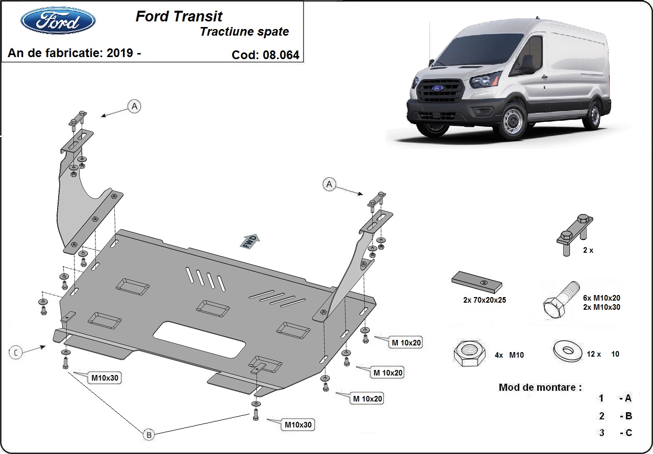 Scut metalic FORD Transit motor