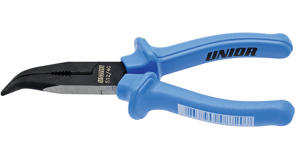 Cleste UNIOR 512/4G 608720 cu vârf semirotund îndoit și tăiș, lungime 170 mm, mâner de plastic