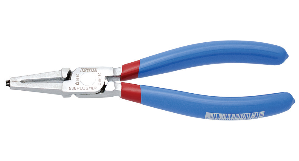 Cleste UNIOR 621204 pentru inele de siguranta interioare, varf drept, deschidere 12 - 25 mm, lungime 140 mm, manere aderente