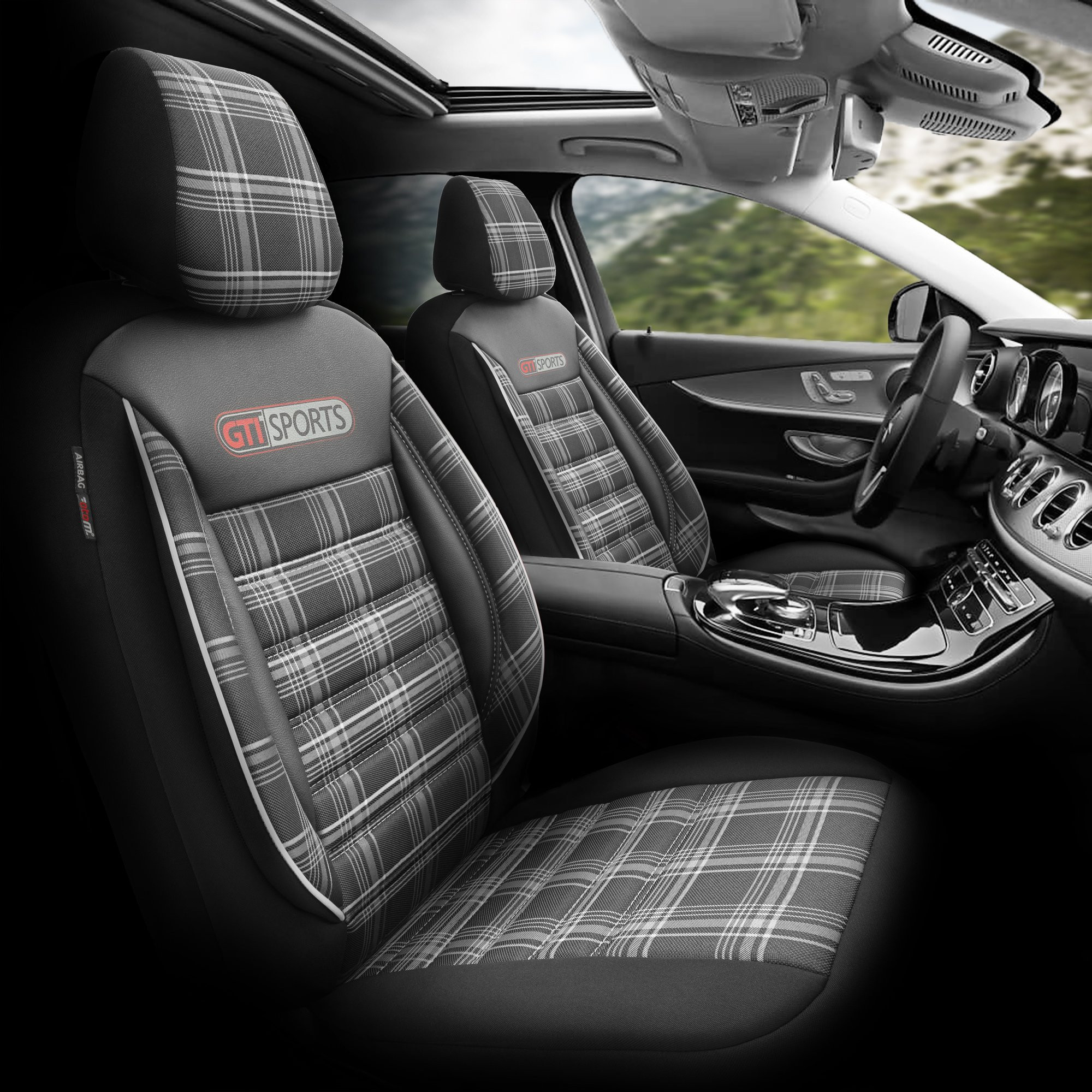 Huse scaun auto GTI Sport Negru/Alb