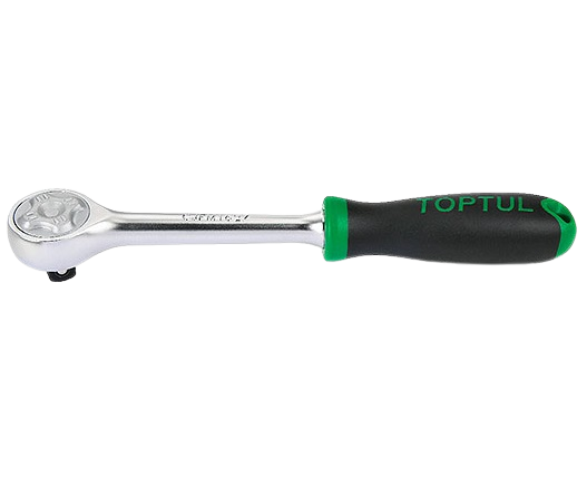 Antrenor reversibil clichet TOPTUL CJFM0815, eliberare rapida, 72 dinti, antrenor patrat 1/4 inch, lungime 145 mm, maner cauciuc, aderent