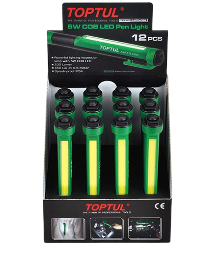 Set lanterne tip pix TOPTUL JJAT0405S, 5W COB LED, IP54, 165 x 25 x 30 mm, alimentare 3 x AAA, bateriile nu sunt incluse