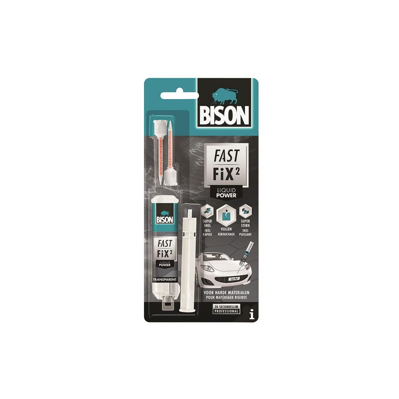 Adeziv BISON Fast Fix Liquid Power de reparații bicomponent rapid și puternic, 10g