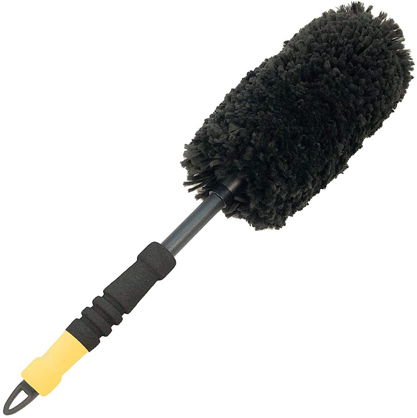 Perie medie MEGUIARS Supreme Wheel Brush X1902EU, curatare jante, lungime 37 cm, cu mâner solid, neagră