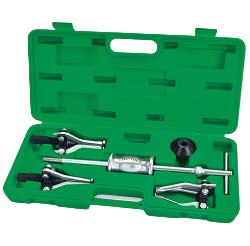 Trusa ciocan glisant TOPTUL JGAI0502, lungime 425 mm, cu capete cu 3 falci, destinată pentru extracția rulmenților și angrenajelor, formată din 5 piese, însoțită de o cutie pentru depozitare