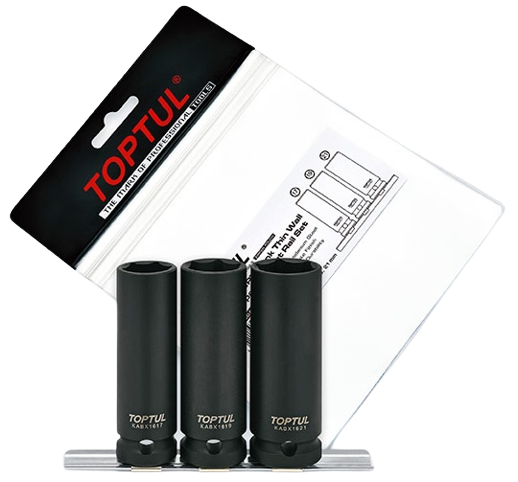 Set chei tubulare de impact TOPTUL GDAG0301, antrenor patrat 1/2 inch, profil hexagonal, deschidere 17, 19, 21 mm, finisaj fosfatat