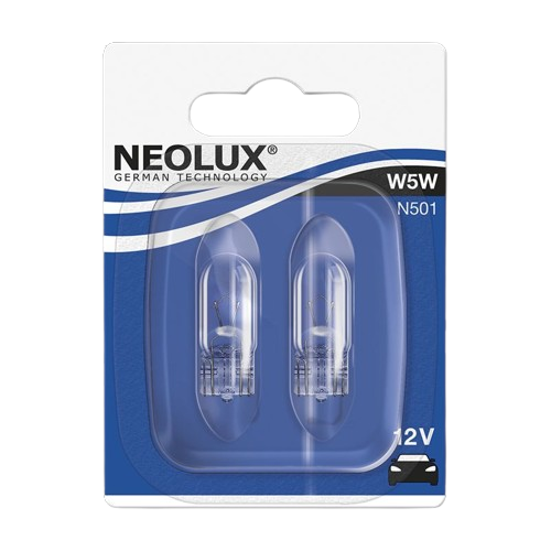 Set 2 becuri NEOLUX N501-02B iluminare compartiment motor, tip W5W, tensiune 12V, putere 5W, W2.1x9.5d