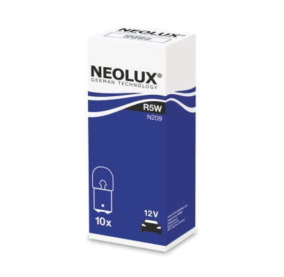 Set becuri auto NEOLUX N209, R5W, 12V, 5W, BA15D, se vinde la set de 10 bucăți/preț pe bucată