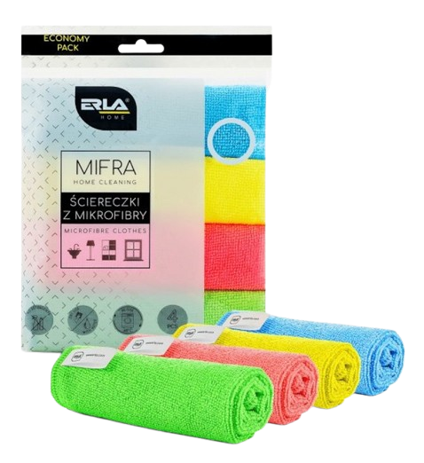 Set 4 lavete universale din microfibră K2 ERLA MIFRA R1010, 30 x 30 cm