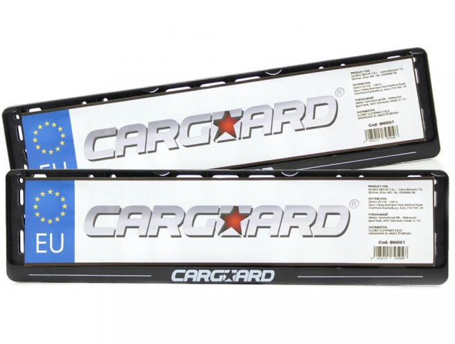 Set CARGUARD SNI001, suporți pentru numerele de înmatriculare, 52.5 x 13.5 cm, din plastic flexibil, negru