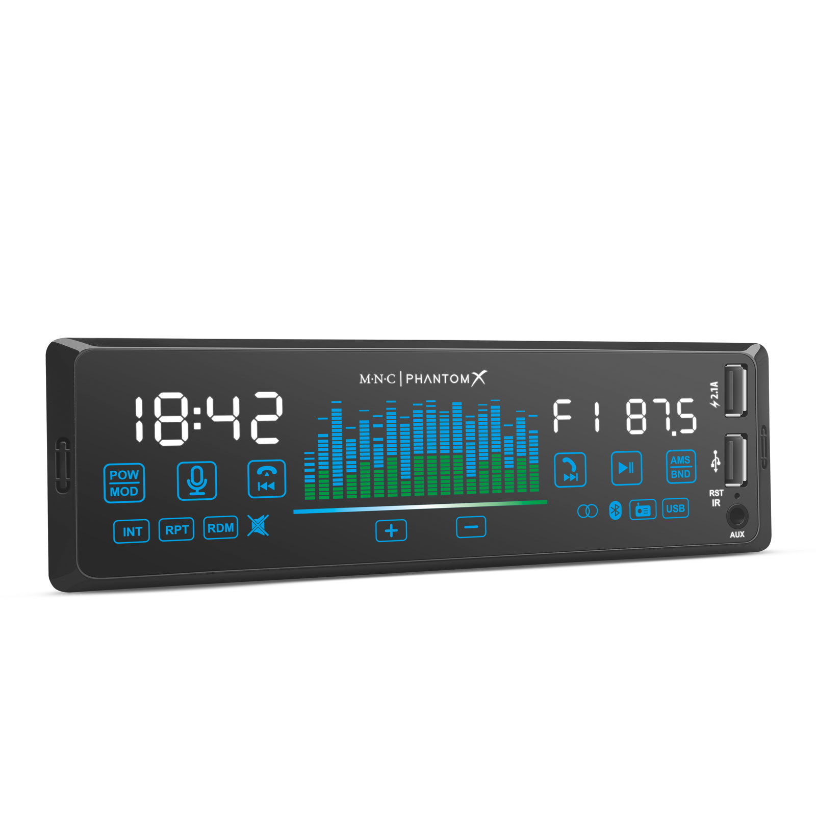 Player PhantomX auto - 1 DIN - 4 x 50 W - versiune gestuala - BT - MP3 - AUX - USB