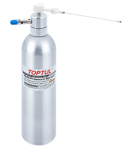 Spray NDAA0165 reincarcabil pentru lubrifiere TOPTUL, capacitate 650 ml, presiune de lucru 6.2 bar, 65x280 mm, din aluminiu