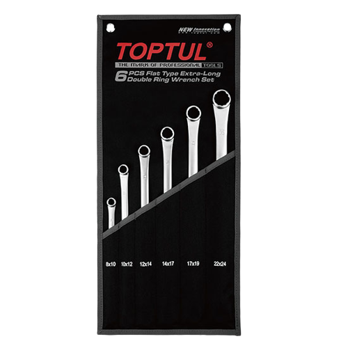 Set chei inelare duble TOPTUL GPAP0602, deschidere chei 8x10, 10x12, 12x14, 14x17, 17x19, 22x24 mm, husă depozitare