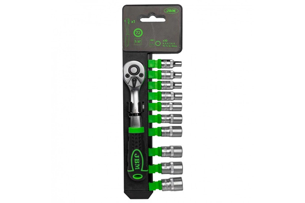 Clichet 72 dinți JBM 54030, prindere pătrat 1/4 inch, cu set tubulare hexagonale