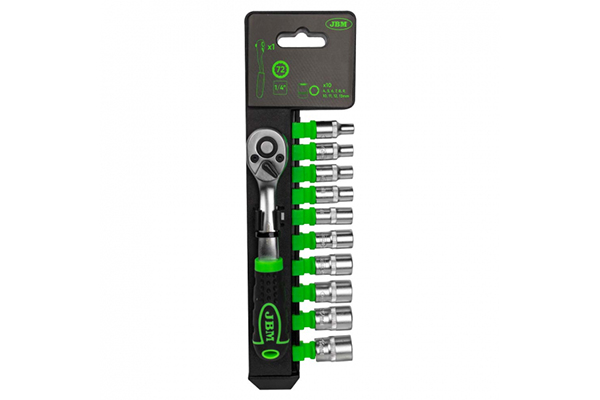 Clichet cu 72 dinți JBM 54031, prindere pătrat 1/4 inch, set 12 tubulare