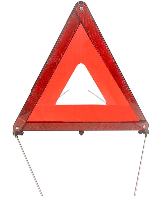 Triunghi CARGUARD TRG002 reflectorizant auto, 43x43x43 cm, GPPS+HIPS+PVC, cu picioare de suport