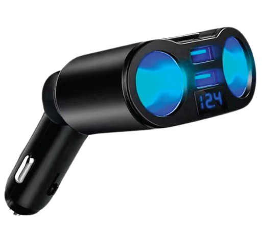 Incarcator CARGUARD USC003 multifunctional bricheta auto, iesire 2 x USB, 2 x mufe bricheta, voltmetru