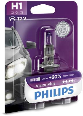 Bec auto H1 12V 55W Vision Plus PHILIPS 12258VPB1 pentru faruri