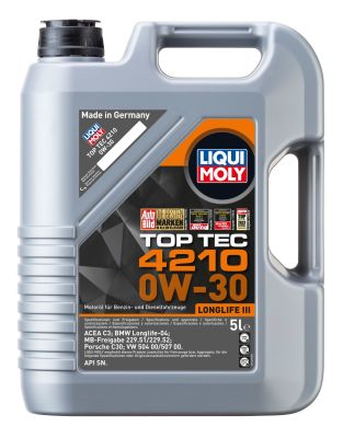 Ulei motor LIQUI MOLY Top Tec 0W30 4210 21605, volum 5 litri, sintetic pentru VW, Porsche, Volkswagen, Audi