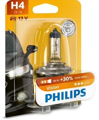 Bec Auto Philips H4 P43T 60/55W 12V Vision, Blister, Model 12342PRB1
