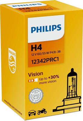 Bec auto pentru far H4 60/55W 12V, model Vision, ambalaj cutie, PHILIPS 12342PRC1